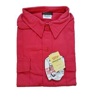NWT Vintage Deerskin Melton Chamois Sz 2XL USA Made Mens Red Long Sleeve Button